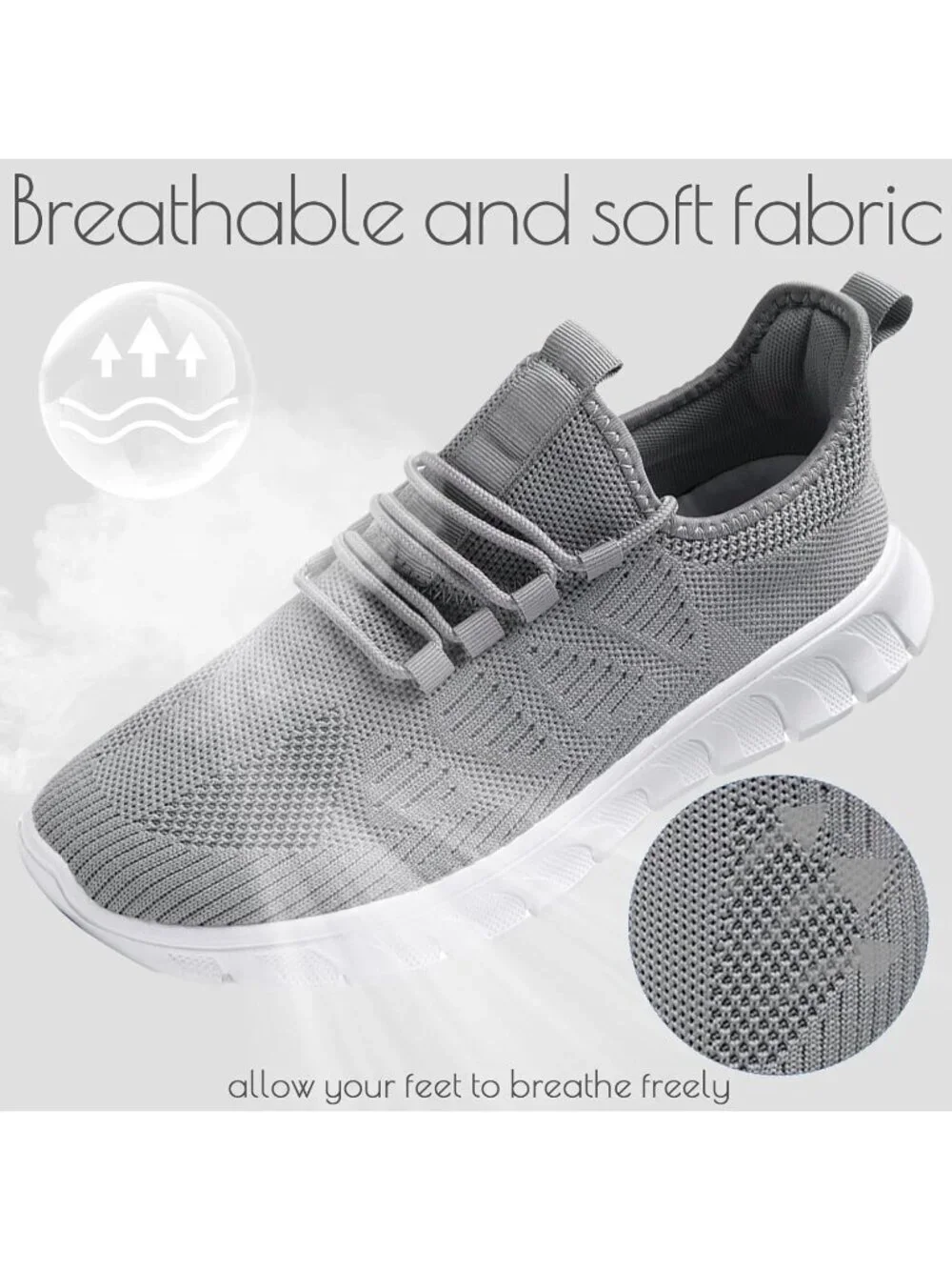 Men's Grey Tennis Gym Athletic Lightweight Walking Comfortable Sports Shoes